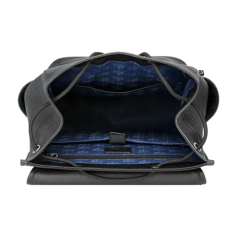 GOLDLION Top Grain Cow Leather Backpack Tubas Men's Black-4