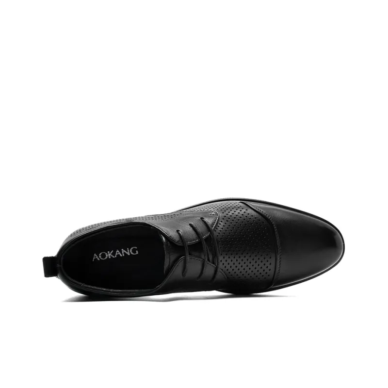 AOKANG Dress Shoes Men Low Top Black-4