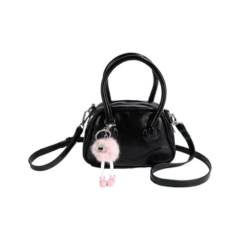 UNITE STAR PU Boston Bag Handbag Shoulder Bag Mini Women's Cream White/Cherry Blossom Pink/Black Silver