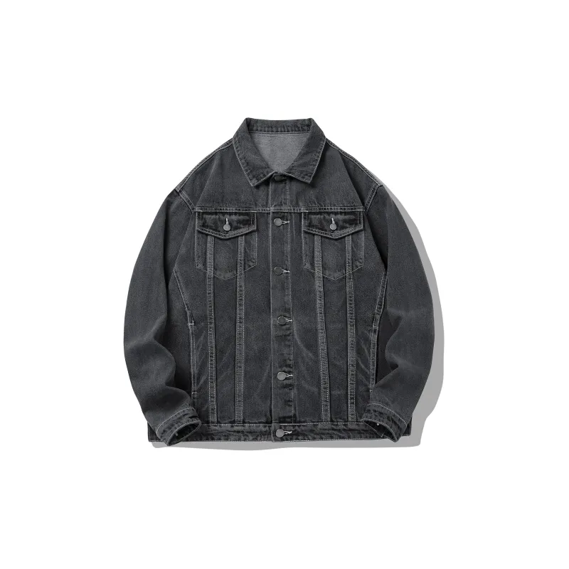 BEENTRILL Denim Jackets Unisex Washed Black-1