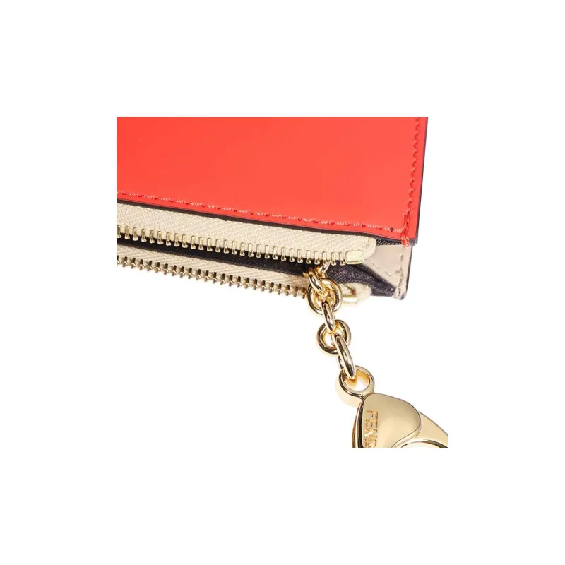 FENDI FF Diamonds Series Calfskin Coin Purses Key Pouches Regular Women's Orange/Beige-2