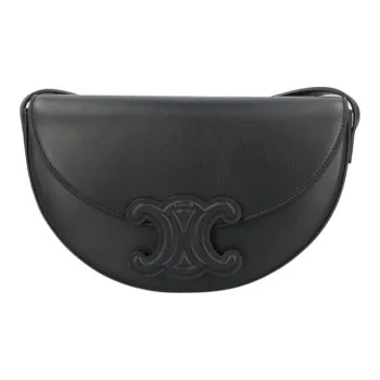 CELINE BesaceTriomphe Smooth Cow Leather Saddle Bag, Crossbody Bag, Shoulder Bag Women's Black