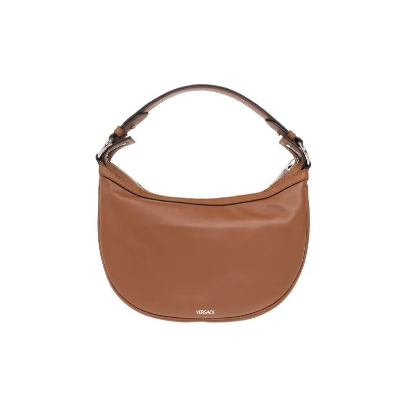 VERSACE Cow Leather HOBO Crescent Bag Handbag Shoulder Bag Small Size Women's Brown-3