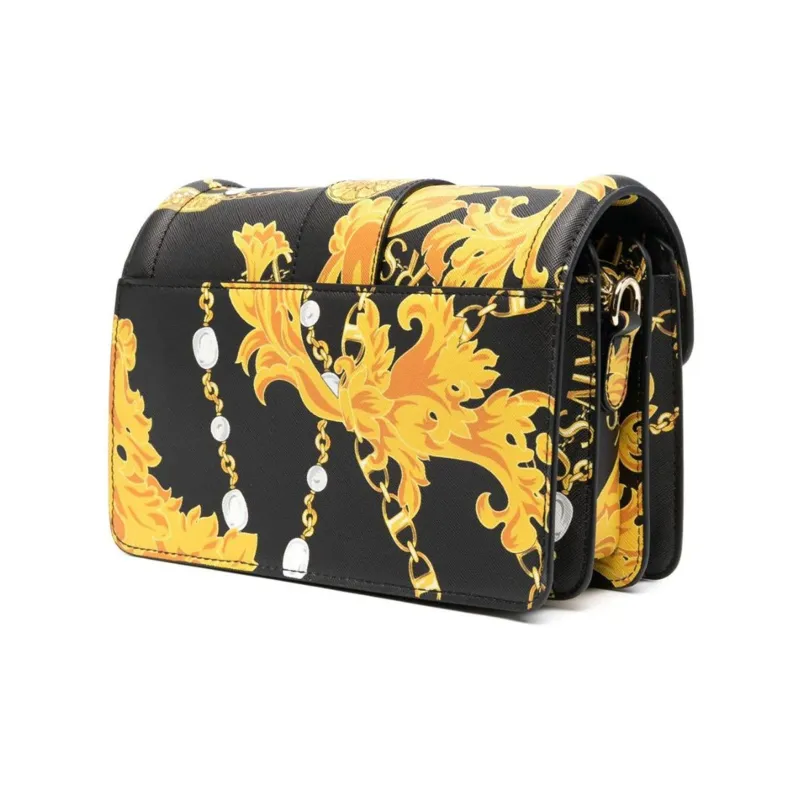VERSACE JEANS COUTURE Polyurethane Shoulder Bag, Crossbody Bag Women's Black Gold-3