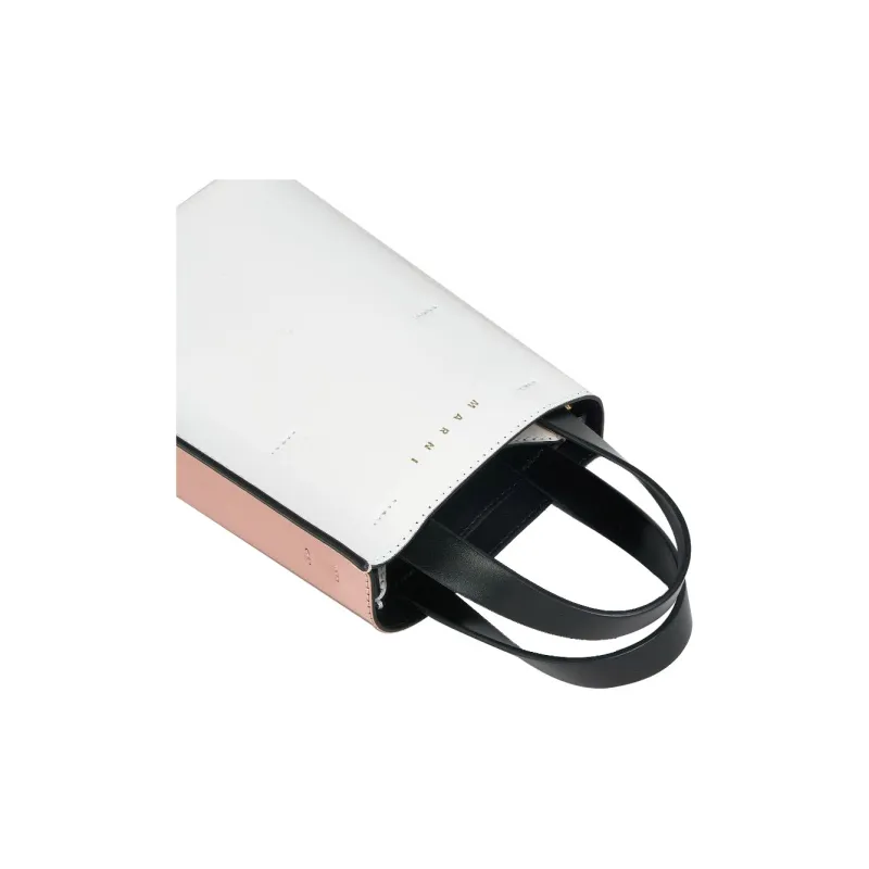 MARNI Museo Calfskin Shoulder Bag, Crossbody Bag, Handbag Regular Women's White/Black/Pink-3