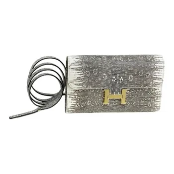 HERMES Lizard Skin Shoulder Bag Crossbody Bag Wallet Regular Women's Original