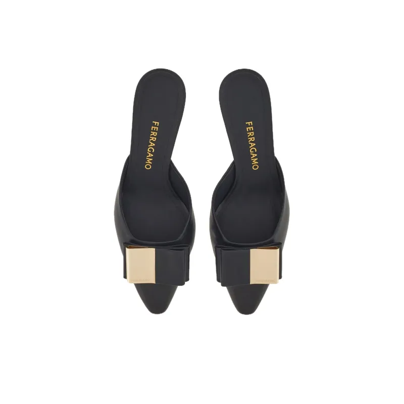 FERRAGAMO Rubber Sole Slip-Resistant Wrap-toe Slippers Women's Black-3