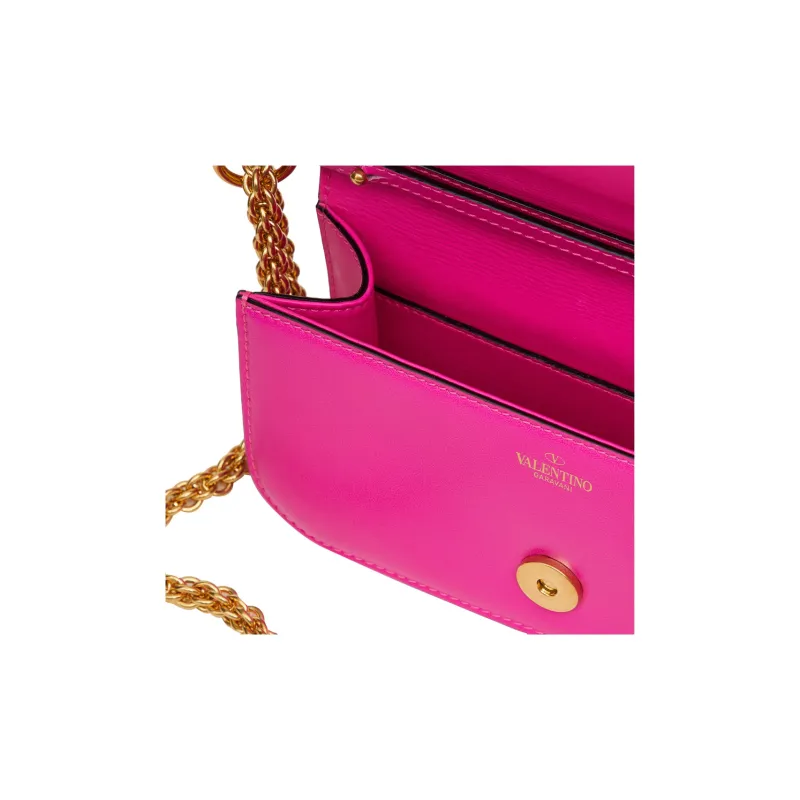 Valentino Locò Calfskin Baguette Bag, Shoulder Bag, Crossbody Bag, Handbag Mini Women's Pink-3