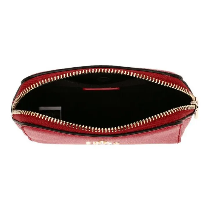 Furla Leather Clutch Makeup Bag Small Size Women's Red-4