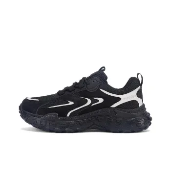 Warrior Cushioning Anti Slip Wear Resistant Breathability Low Top Chunky Sneakers Men's Black