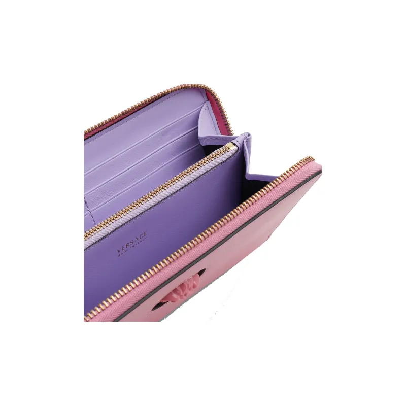 VERSACE La Medusa Leather Patchwork Calfskin Wallet Regular Women's Pink-2