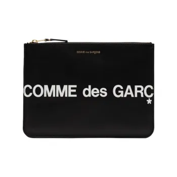 CDG Cow Leather Wallet Large Size Women's Black