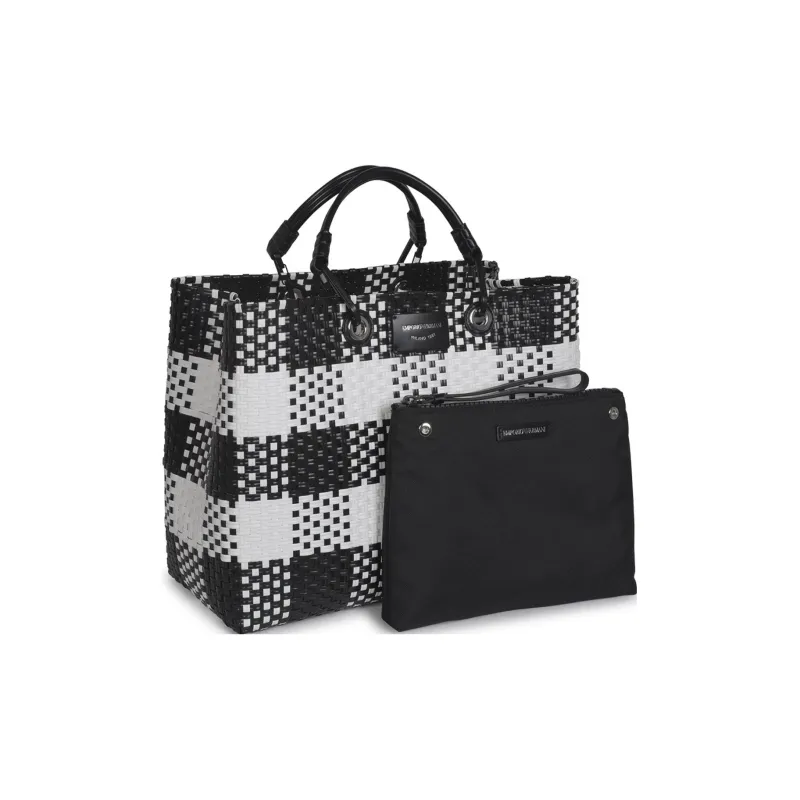 EMPORIO ARMANI Polyester Handbag Medium Size Women's Black White-3