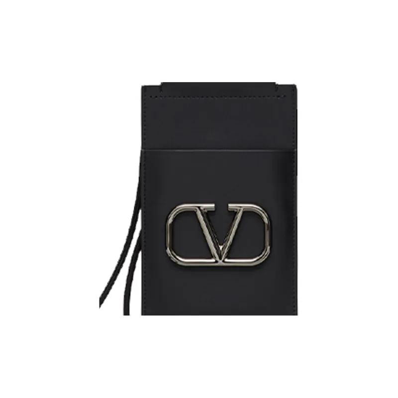 Valentino GARAVANI Calfskin Cell Phone Pouch Men's Black-1