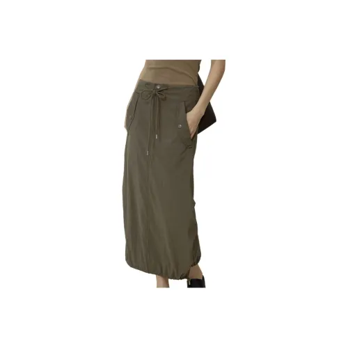 Mix Selection Casual Long Skirts Women's Withered Grass Green