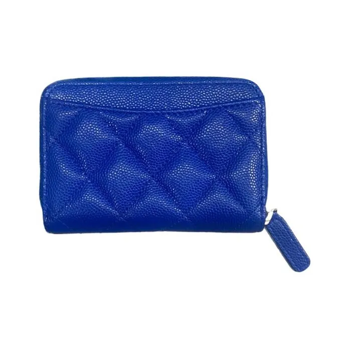 CHANEL Bright Caviar Calfskin Coin Purse Women's Blue-1