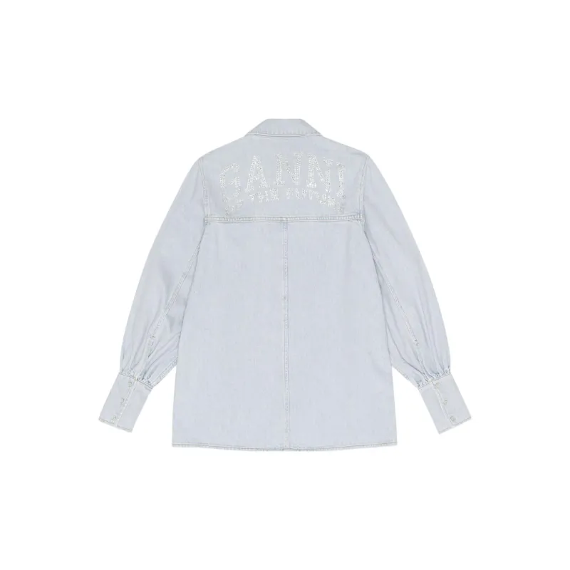 GANNI Denim Shirt With Logo-6