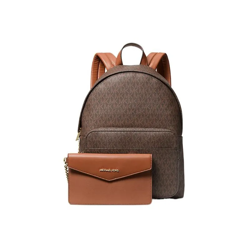 MICHAEL KORS Maisie Canvas With Leather Backpack Medium Size Women's Brown-1