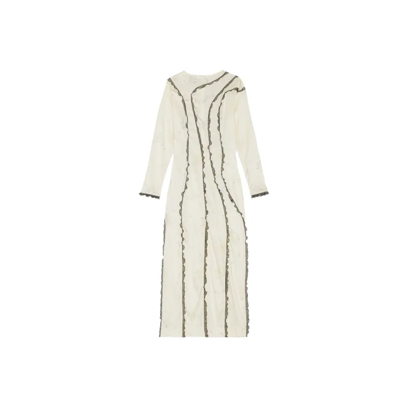 GANNI Long-Sleeved Dresses Women's Yellow Cream-1