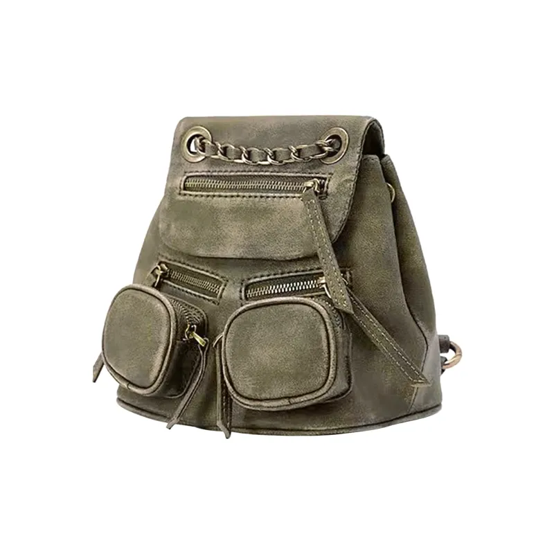 UNITE STAR PU Cortex Handheld Backpack Medium Size Women's Gray Green-2