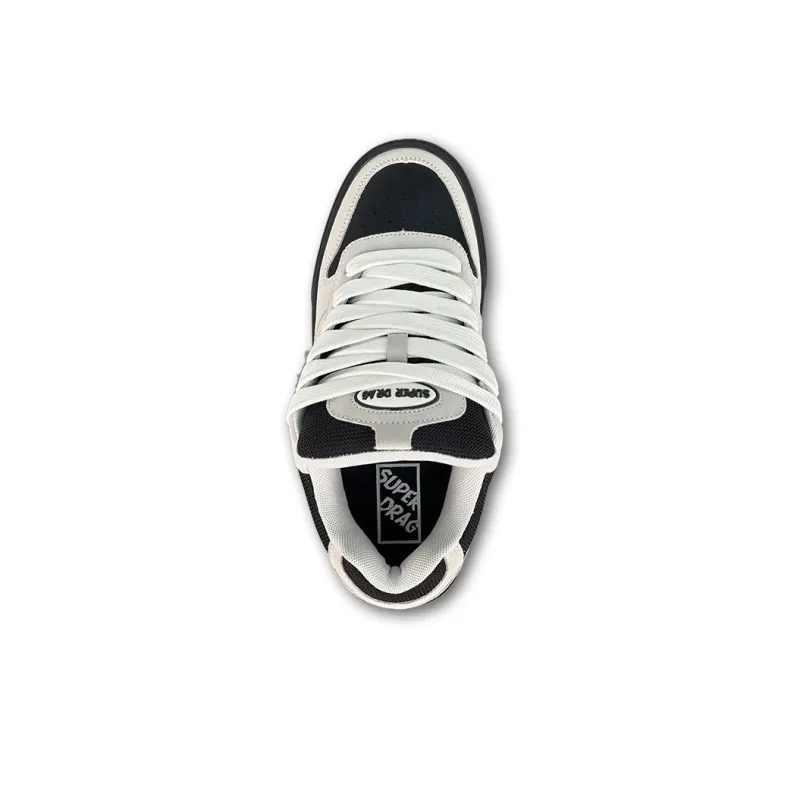 LuzaoT SUPER DRAG Puffy Shoes Low Top Skateboard Shoes Unisex Black Gray-3