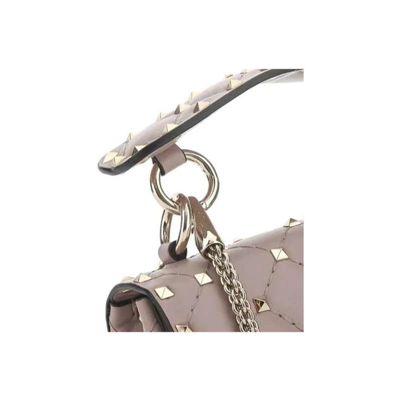 Valentino Leather Shopping Bag Handbag Unisex Brown-3