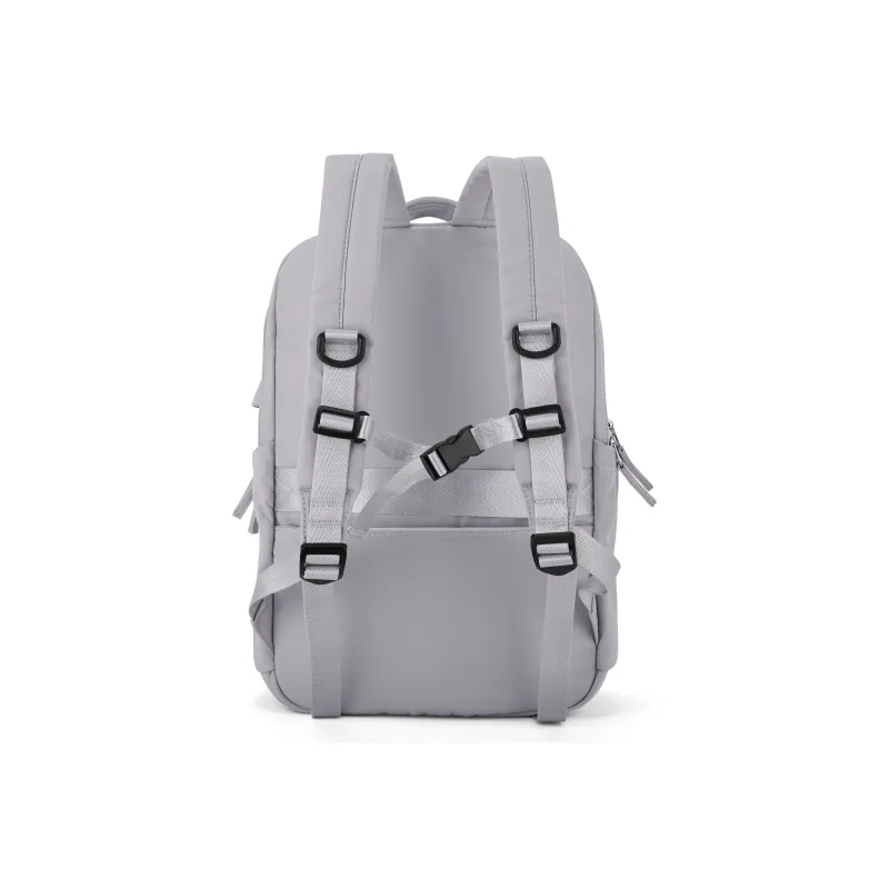 QING QI ZHE Fabric Laptop Bag Travel Bag Backpack Unisex Black/Gray/Blue/Green/Ecru/Purple-32