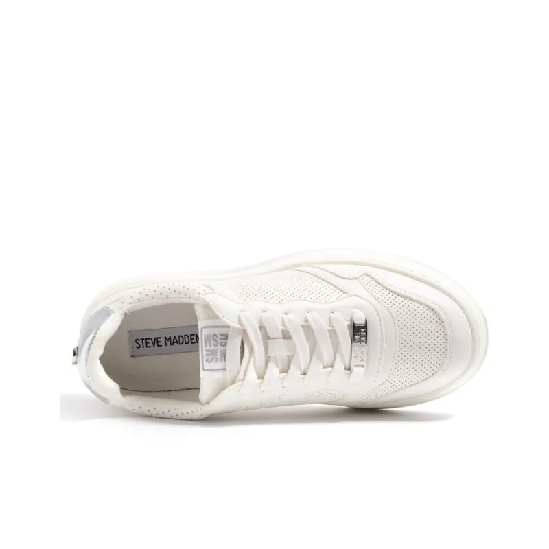 STEVE MADDEN Low-Top Skateboard Shoes 4cm Women's White-4