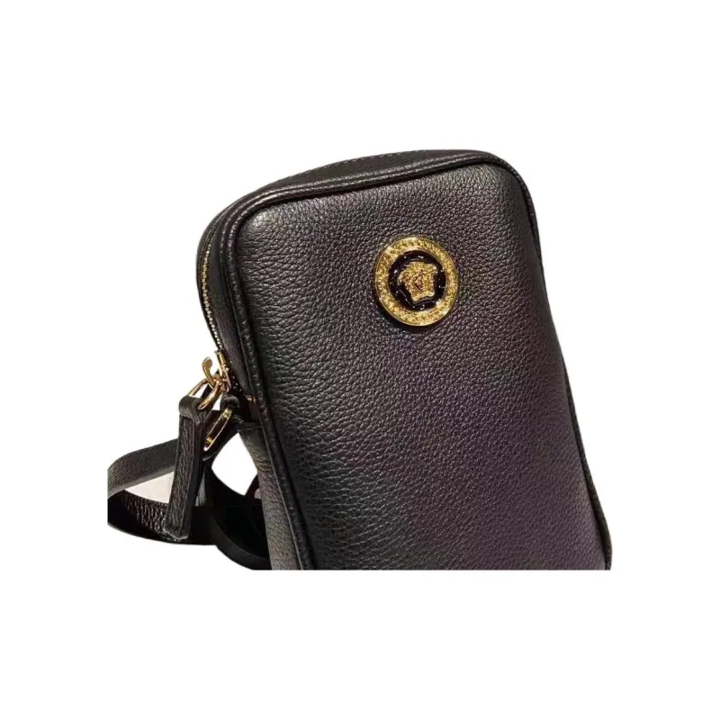 VERSACE Leather Shoulder Bag Crossbody Bag Regular Men's Black-3