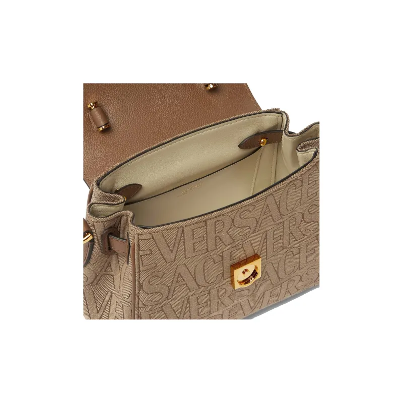 VERSACE La Medusa Cow Leather Shoulder Bag Crossbody Bag Handbag Small Size Women's Brown-4
