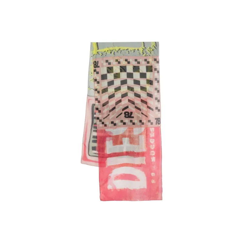 DIESEL Semi-sheer Abstract-print Logo Scarf-0