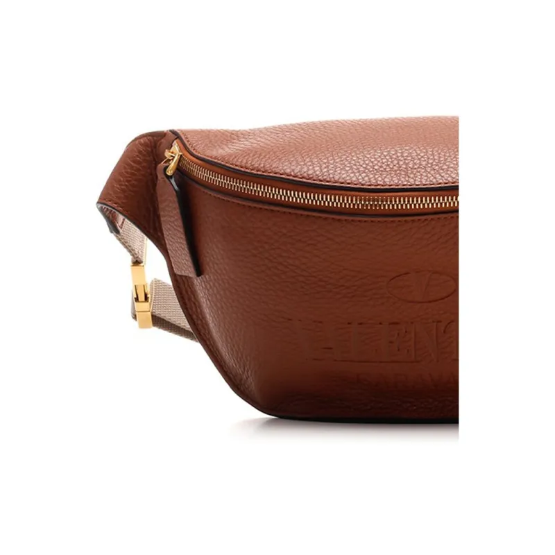 Valentino Grained Leather Fanny Pack Regular Men's Cognac Brown-4