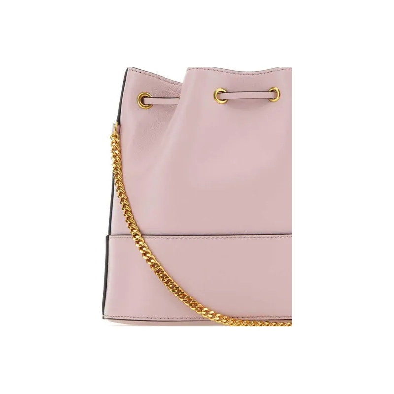 Valentino Vlogo Leather Bucket Bag Shoulder Bag, Crossbody Bag Mini Women's Pink-4