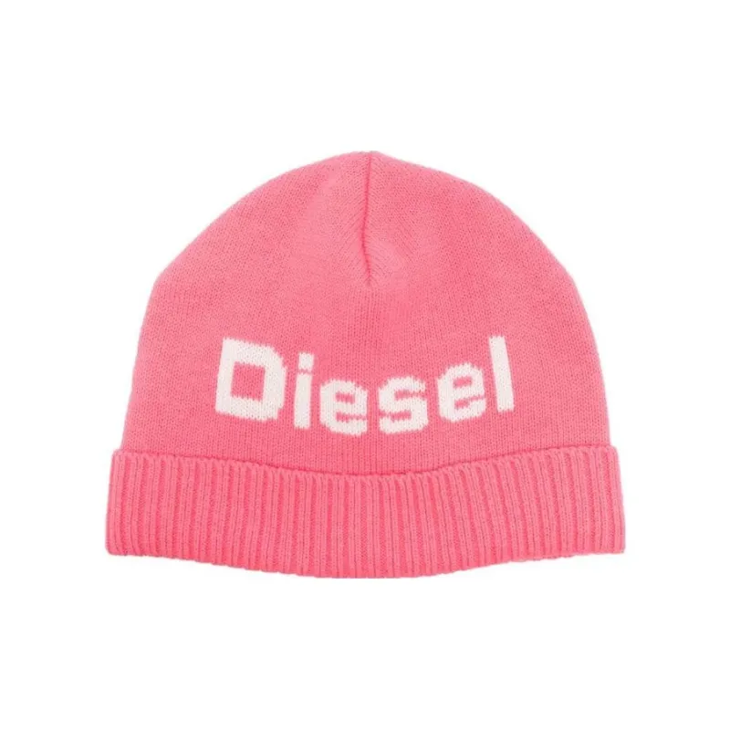 DIESEL Kids Logo-print Ribbed-trim Beanie-0