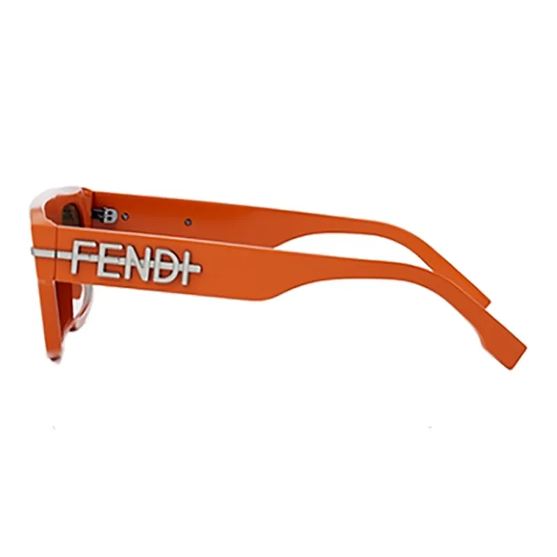 FENDI Acetate Irregular Shape Sunglasses Women's Orange-2
