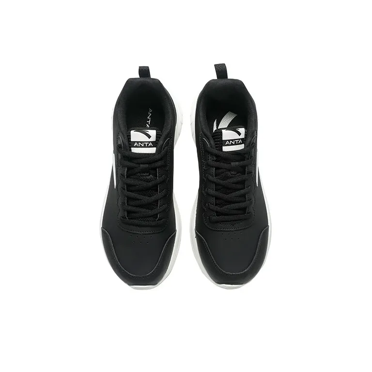 Anta Running Collection Slip Resistant Breathable Low Top Running Shoes Men's Black White-3