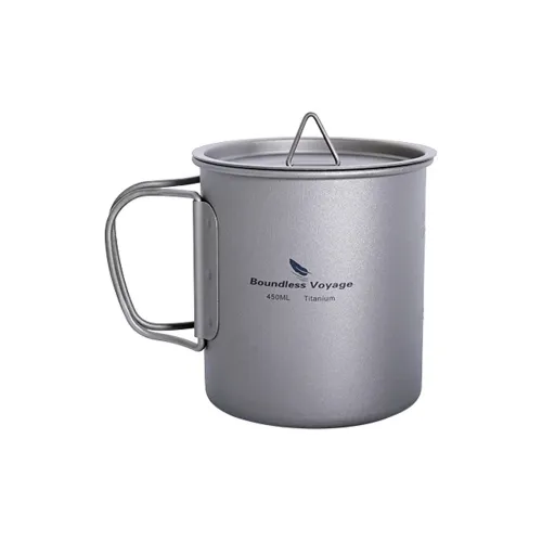 Boundless Voyage Outdoor Water Equipment Water Container 450ml Camping Pure Titanium 80*92mm