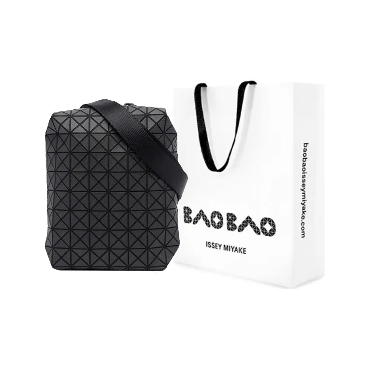 ISSEY MIYAKE Prism Cotton Messenger Bag Shoulder Bag Crossbody Bag Small Size Men's Black-5