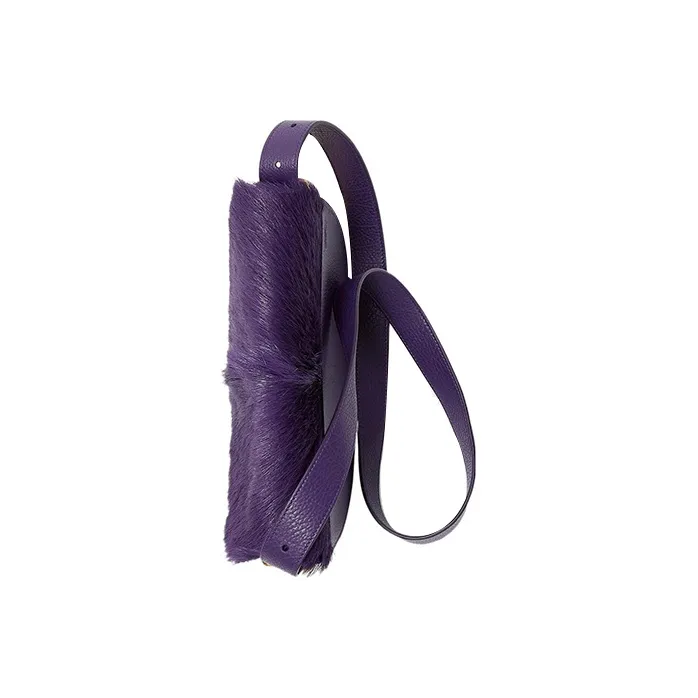 Burberry Calfskin With Cashmere Blend Shoulder Bag Crossbody Bag Women's Ribbon Purple-3