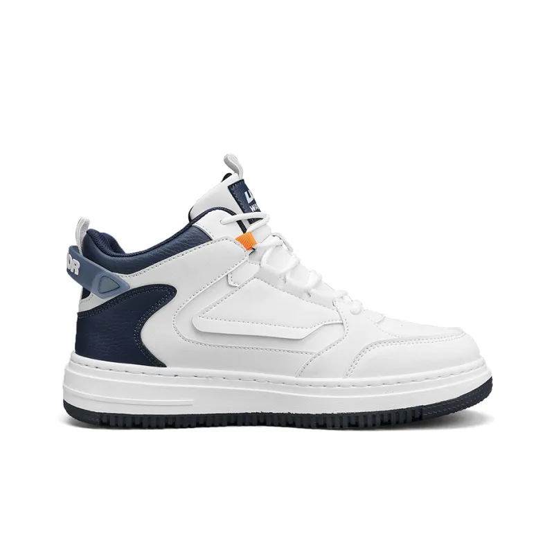 Warrior Vintage Basketball Shoes Anti Slip Wear Resistant High Top Skateboard Shoes Men's White Dark Blue-1
