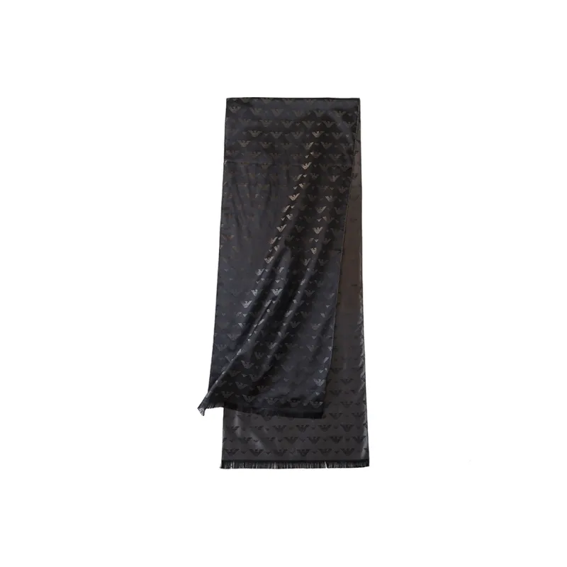EMPORIO ARMANI Silk Scarves Unisex Black Gradient-0
