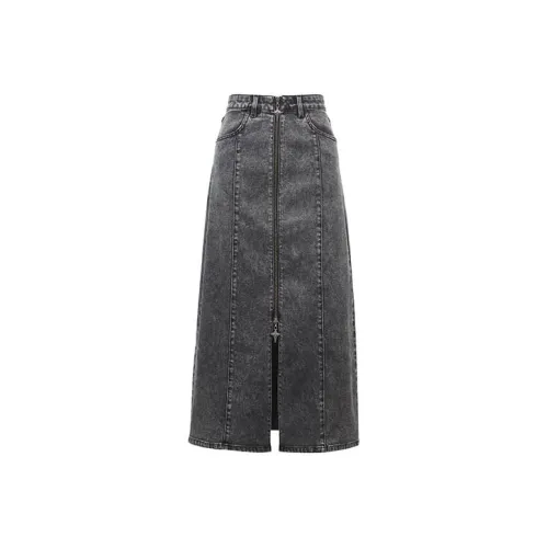 ONLY Denim Long Skirts Women's Dark Denim Gray Dark Grey Denim