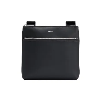 HUGO BOSS Recycled Leather Envelope Bag, Crossbody Bag, Shoulder Bag Men's Black