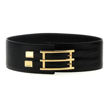 ETRO Logo Engraved Rectangle Buckle Belt