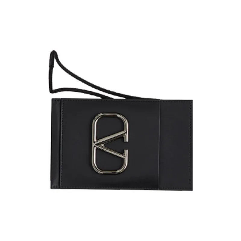 Valentino GARAVANI Calfskin Cell Phone Pouch Men's Black-2