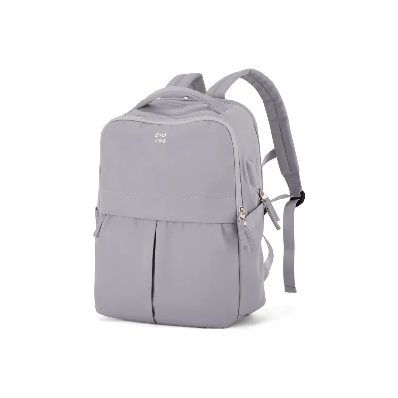 QING QI ZHE Fabric Laptop Bag Travel Bag Backpack Unisex Black/Gray/Blue/Green/Ecru/Purple-30