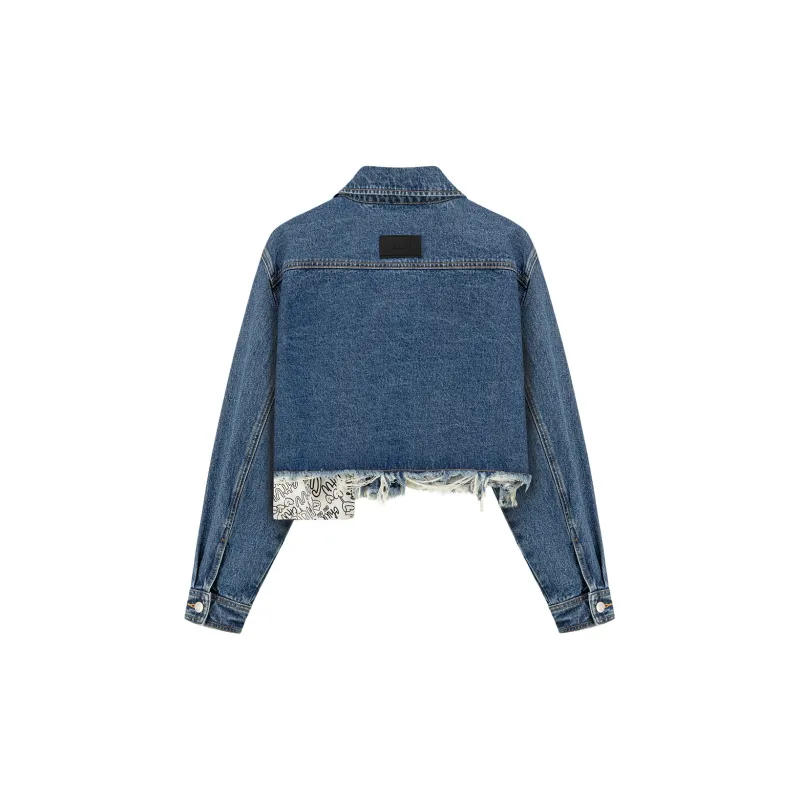 CHUU Cropped Coats Women's Dark Denim Blue-1