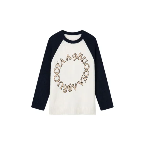 UOOYAA Sweaters Women's Navy Blue White