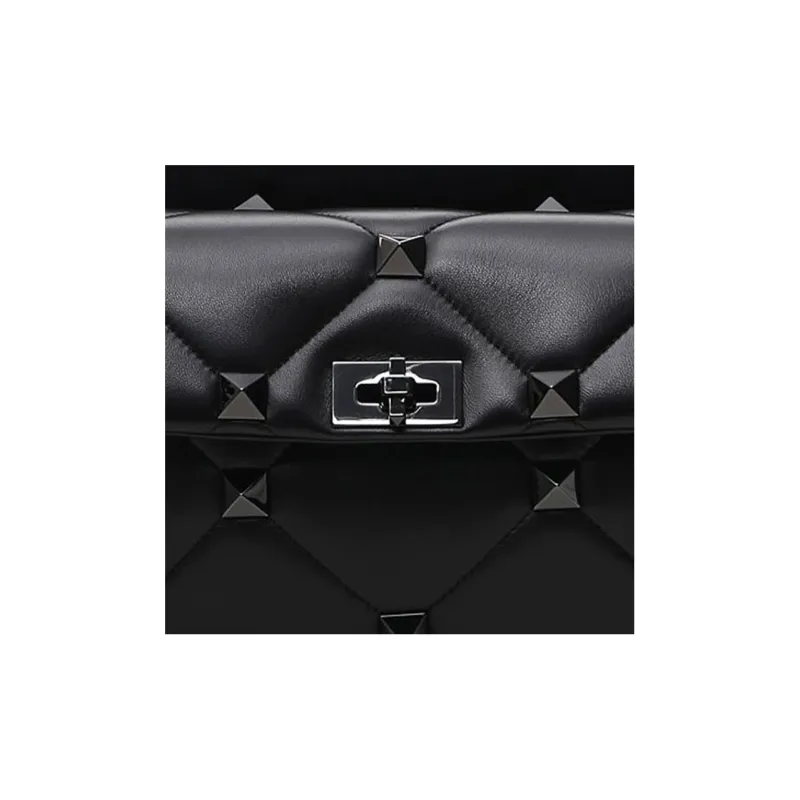 Valentino Leather Shoulder Bag Women's Black-4