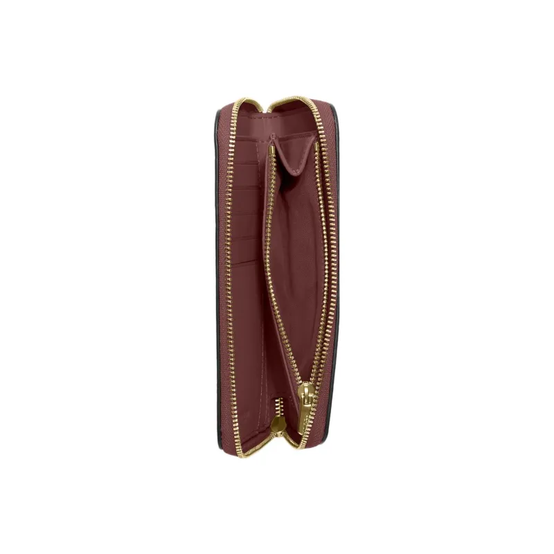 COACH Id Zip Wallet Refined Pebble Leather Clutches Card Holder Wallet Medium Size Women's Burgundy-2